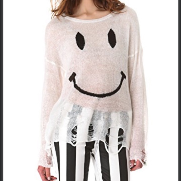 WILDFOX White Label 90s Smile Knit Sweater - Picture 1 of 6
